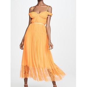 Self Portrait Off-Shoulder Pleated Midi Dress